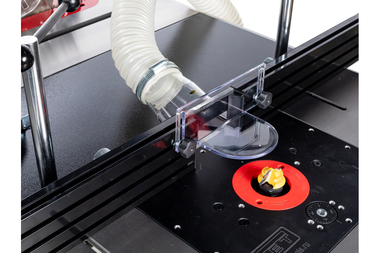 Фрезерный упор с защитным ограждением и накладками из алюминиевого профиля для фрезерного стола